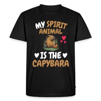 Mon don animal spirituel Zoo Animal Capybara - T-shirt Premium bio Homme - noir - Devant - Nico (187cm)