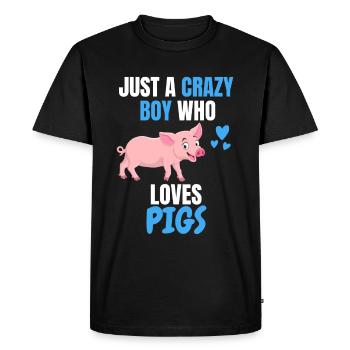 Fermier d’animaux de ferme Garçons Cadeau Cochon - T-shirt Premium bio Homme - noir - Devant - Nico (187cm)