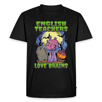 Professeur d’anglais - Zombie Hand Halloween - T-shirt Premium bio Homme - noir - Devant - Nico (187cm)