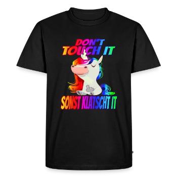 Don't Touch it otherwise Claps it - Rainbow - Men's Premium Organic T-Shirt - black - Front - Nico (187cm)