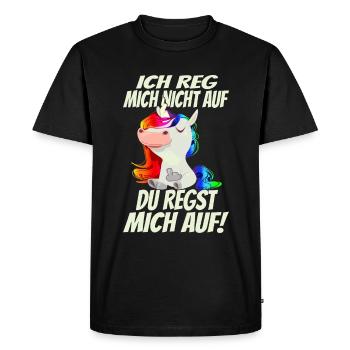 Ich reg mich nicht auf sondern Du! Regenbogen - Männer Premium Bio T-Shirt - Schwarz - Vorne - Nico (187cm)