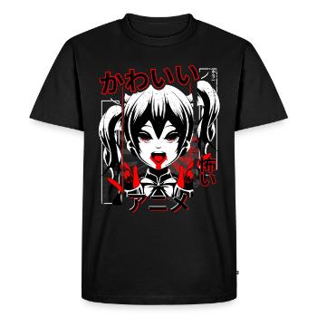 Japanese Scary Dark Kawaii Anime Horror Manga Girl - Men's Premium Organic T-Shirt - black - Front - Nico (187cm)
