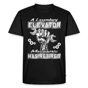 Legendary Elevator Mechanic has Retired - Men's Premium Organic T-Shirt - black - Front - Nico (187cm)