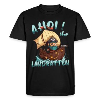 Ahoy you landlubbers - pirate ship - Men's Premium Organic T-Shirt - black - Front - Nico (187cm)