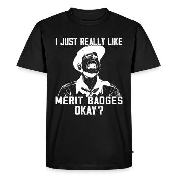 Camping Scouting - Funny Scout Guide - Men's Premium Organic T-Shirt - black - Front - Nico (187cm)