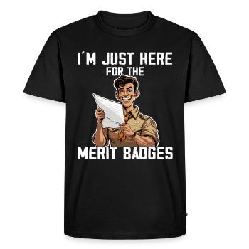 Camping Scouting - Drôle de père scout - T-shirt Premium bio Homme - noir - Devant - Nico (187cm)