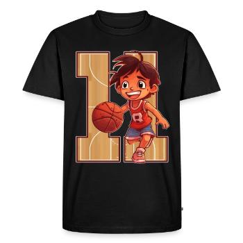 Anniversaire de basketball - Garçon de 11 ans - - T-shirt Premium bio Homme - noir - Devant - Nico (187cm)