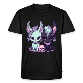 Kawaii Pastel Goth Cute and Creepy Witch Cats - Men's Premium Organic T-Shirt - black - Front - Nico (187cm)