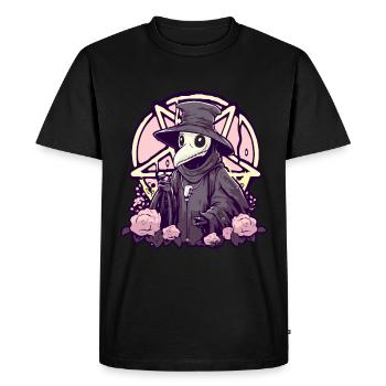 Creepy Plague Doctor In Pastel Goth With Roses - Men's Premium Organic T-Shirt - black - Front - Nico (187cm)