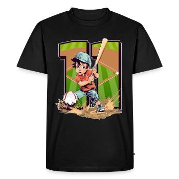 Baseball Anniversaire - 11 ans garçon - 11. - T-shirt Premium bio Homme - noir - Devant - Nico (187cm)