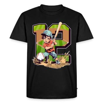 Baseball Birthday - 12 years old boy - 12. - Men's Premium Organic T-Shirt - black - Front - Nico (187cm)