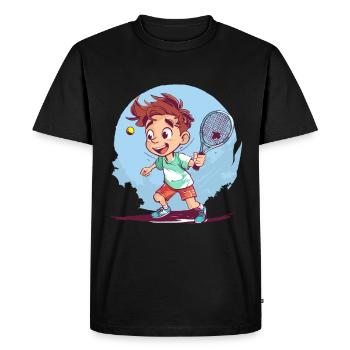 Tennis Playing Boy - Tennis pour enfants - T-shirt Premium bio Homme - noir - Devant - Nico (187cm)
