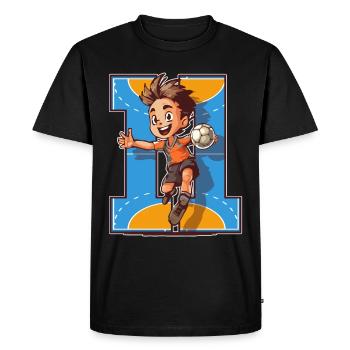 Handball Anniversaire - 11 ans garçon - 11. - T-shirt Premium bio Homme - noir - Devant - Nico (187cm)