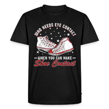 « Vous pouvez faire un contact avec les chaussures » Collecteur de chaussures - T-shirt Premium bio Homme - noir - Devant - Nico (187cm)