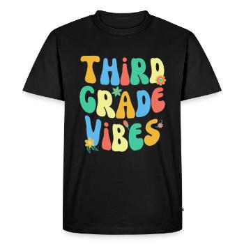 Retour à l’école Vibrations de troisième année Coloré Groovy - T-shirt Premium bio Homme - noir - Devant - Nico (187cm)