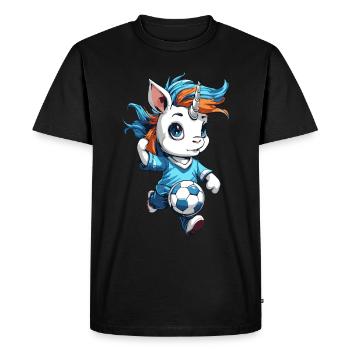 « Spitzen Kicker » - drôle de licorne de football - T-shirt Premium bio Homme - noir - Devant - Nico (187cm)