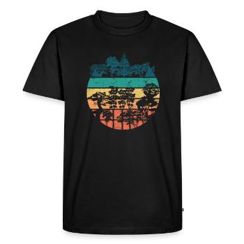Rétro Forest Trees Mountains Nature Lovers - Extérieur - T-shirt Premium bio Homme - noir - Devant - Nico (187cm)