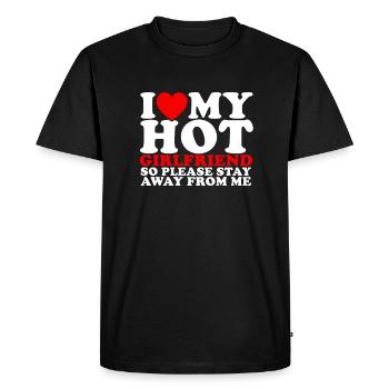 J'AIME MA PETITE AMIE CHAUDE ALORS RESTEZ LOIN DE MOI - - T-shirt Premium bio Homme - noir - Devant - Nico (187cm)