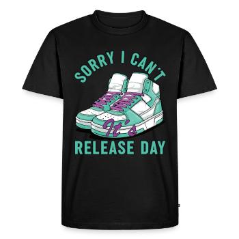 « Désolé, je ne peux pas » chaussure drôle - T-shirt Premium bio Homme - noir - Devant - Nico (187cm)