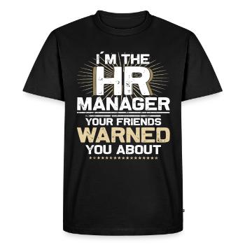 Café, dossiers et potins - Agent RH - T-shirt Premium bio Homme - noir - Devant - Nico (187cm)
