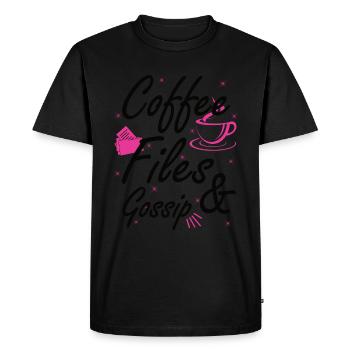Koffie, Bestanden & Roddels - HR Medewerkers - Mannen Premium Bio T-shirt - zwart - Voor - Nico (187cm)