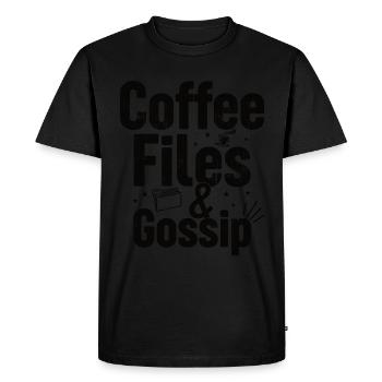 Café, dossiers et potins - Agent RH - T-shirt Premium bio Homme - noir - Devant - Nico (187cm)