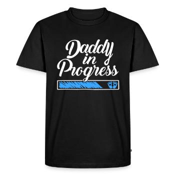 Grossesse 2023 - Papa Travail en cours - - T-shirt Premium bio Homme - noir - Devant - Nico (187cm)