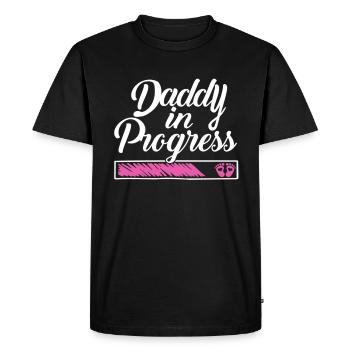 Grossesse 2023 - Papa Travail en cours - - T-shirt Premium bio Homme - noir - Devant - Nico (187cm)