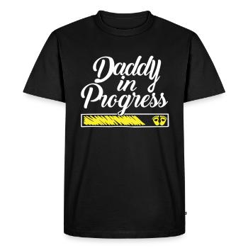 Grossesse 2023 - Papa Travail en cours - - T-shirt Premium bio Homme - noir - Devant - Nico (187cm)