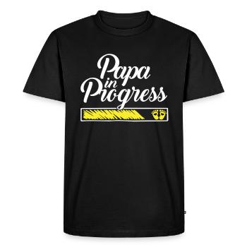 Grossesse 2023 - Papa Travail en cours - - T-shirt Premium bio Homme - noir - Devant - Nico (187cm)