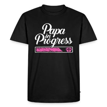 Grossesse 2023 - Papa Travail en cours - - T-shirt Premium bio Homme - noir - Devant - Nico (187cm)