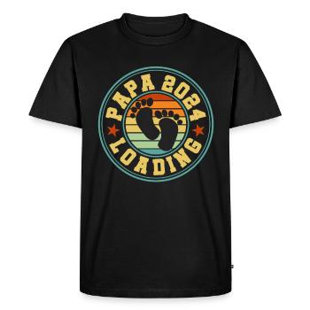Father-to-be - Dad 2024 loading - Men's Premium Organic T-Shirt - black - Front - Nico (187cm)