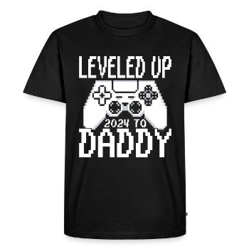Grossesse 2024 - Futur père - Papa - T-shirt Premium bio Homme - noir - Devant - Nico (187cm)