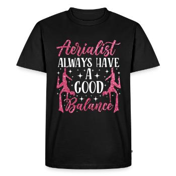 Acrobatie aérienne sur soie Cirque Acrobatique - T-shirt Premium bio Homme - noir - Devant - Nico (187cm)