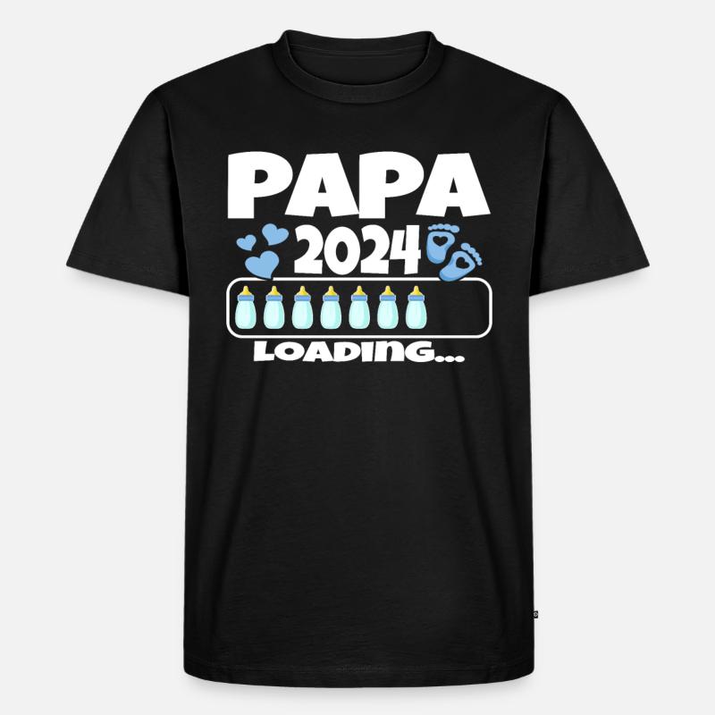 Werdender Vater - Papa 2024 loading - Männer Premium Bio T-Shirt - Schwarz