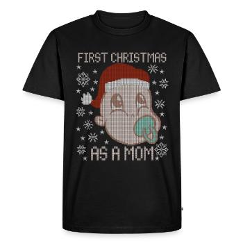 Premier Noël en tant que maman - Père Noël moche - T-shirt Premium bio Homme - noir - Devant - Nico (187cm)