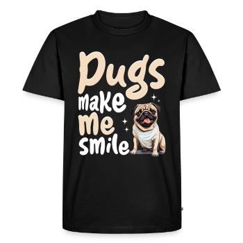 Pug Dog Breed Pet - Pugs make me smile - Men's Premium Organic T-Shirt - black - Front - Nico (187cm)