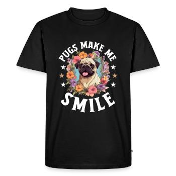 Pug Dog Breed Pet - Pugs make me smile - Men's Premium Organic T-Shirt - black - Front - Nico (187cm)