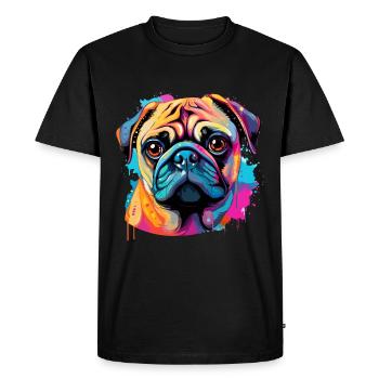 Pop Art Colorful Pug Dog Breed Pet - graphique - T-shirt Premium bio Homme - noir - Devant - Nico (187cm)