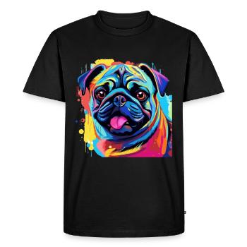 Pop Art Colorful Pug Dog Breed Pet - graphique - T-shirt Premium bio Homme - noir - Devant - Nico (187cm)