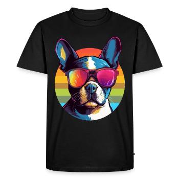 Boston Terrier Bostie Dog Breed Pet avec lunettes de soleil - T-shirt Premium bio Homme - noir - Devant - Nico (187cm)