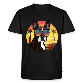 Boston Terrier Bostie Dog Breed Pet avec lunettes de soleil - T-shirt Premium bio Homme - noir - Devant - Nico (187cm)