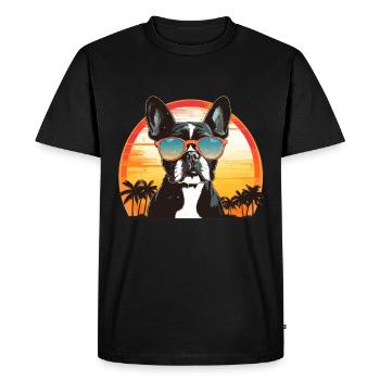 Boston Terrier Bostie Dog Breed Pet avec lunettes de soleil - T-shirt Premium bio Homme - noir - Devant - Nico (187cm)