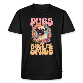 Pug Dog Breed Pet - Pugs make me smile - Men's Premium Organic T-Shirt - black - Front - Nico (187cm)
