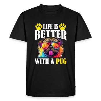 Carlin de race de chien animal de compagnie - La vie est meilleure avec un carlin - T-shirt Premium bio Homme - noir - Devant - Nico (187cm)
