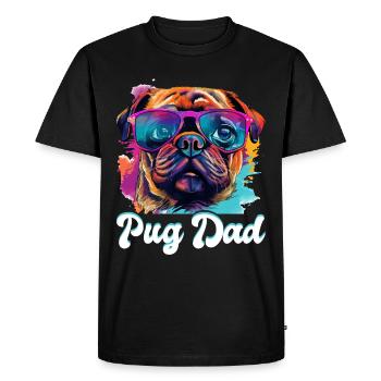 Pug Dog Breed Pet - Pug Dad - Men's Premium Organic T-Shirt - black - Front - Nico (187cm)