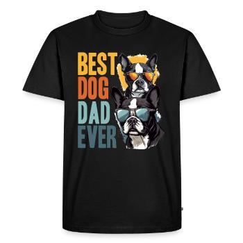 Boston Terrier Bostie Dog Breed Pet - T-shirt Premium bio Homme - noir - Devant - Nico (187cm)