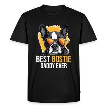 Boston Terrier Bostie Dog Breed Pet - T-shirt Premium bio Homme - noir - Devant - Nico (187cm)