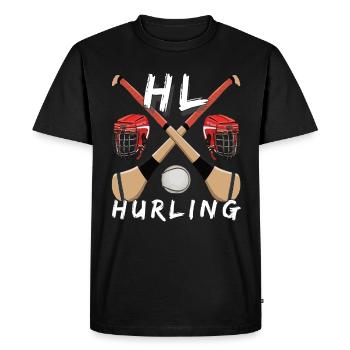Hurling Ireland Irish Sport Gaelic Sliotar Hurler - Men's Premium Organic T-Shirt - black - Front - Nico (187cm)