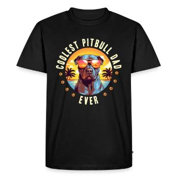 Pittie Dog Breed Pet - Le papa pitbull le plus cool de tous les temps - T-shirt Premium bio Homme - noir - Devant - Nico (187cm)